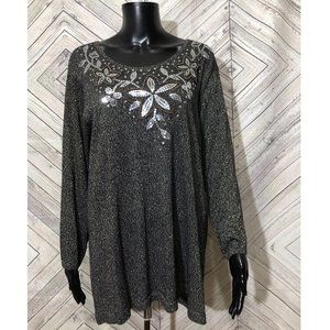 CD DANIELS 1X black shimmer lurex long sleeve